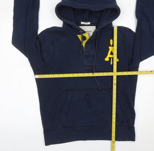 Abercrombie & Fitch Men's Blue Pullover Hoodie M Logo