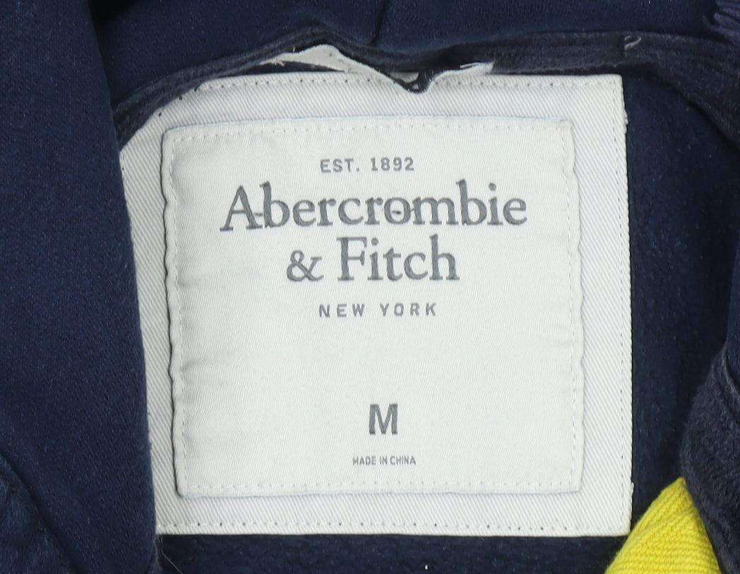 Abercrombie & Fitch Men's Blue Pullover Hoodie M Logo