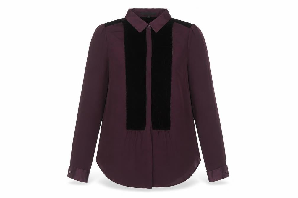 Next Womens Purple Long Sleeve Collared Blouse Size 10 Polyester