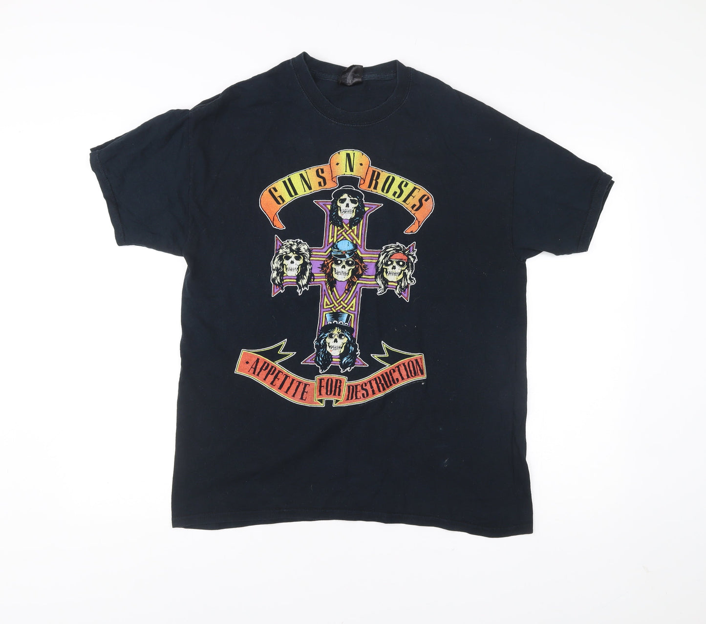 Guns N' Roses Men's Black Band T-Shirt Size L Vintage 90s Rock Tee