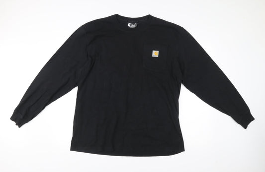 Carhartt Men’s Black Long Sleeve Cotton Work Shirt Size L Loose Fit