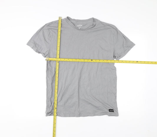 Hollister Men’s Grey Relaxed Fit Crew Neck Cotton T-Shirt Size S
