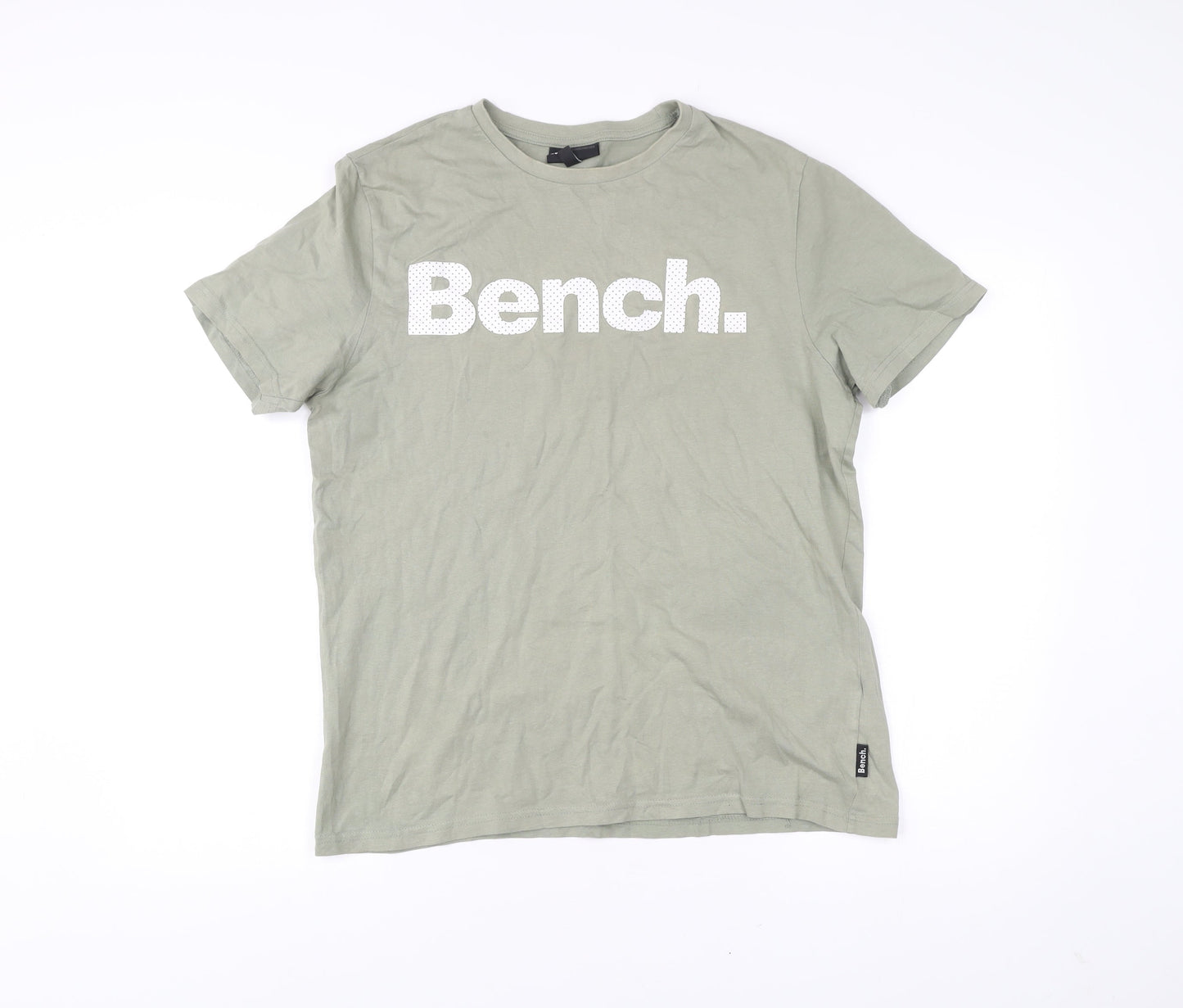 Bench Men's Green Cotton Logo T-Shirt Size M Short Sleeve