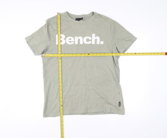 Bench Men's Green Cotton Logo T-Shirt Size M Short Sleeve