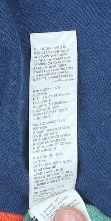 FatFace Boys Blue Green Orange Henley Hoodie 12-13 Years Colourblock Cotton