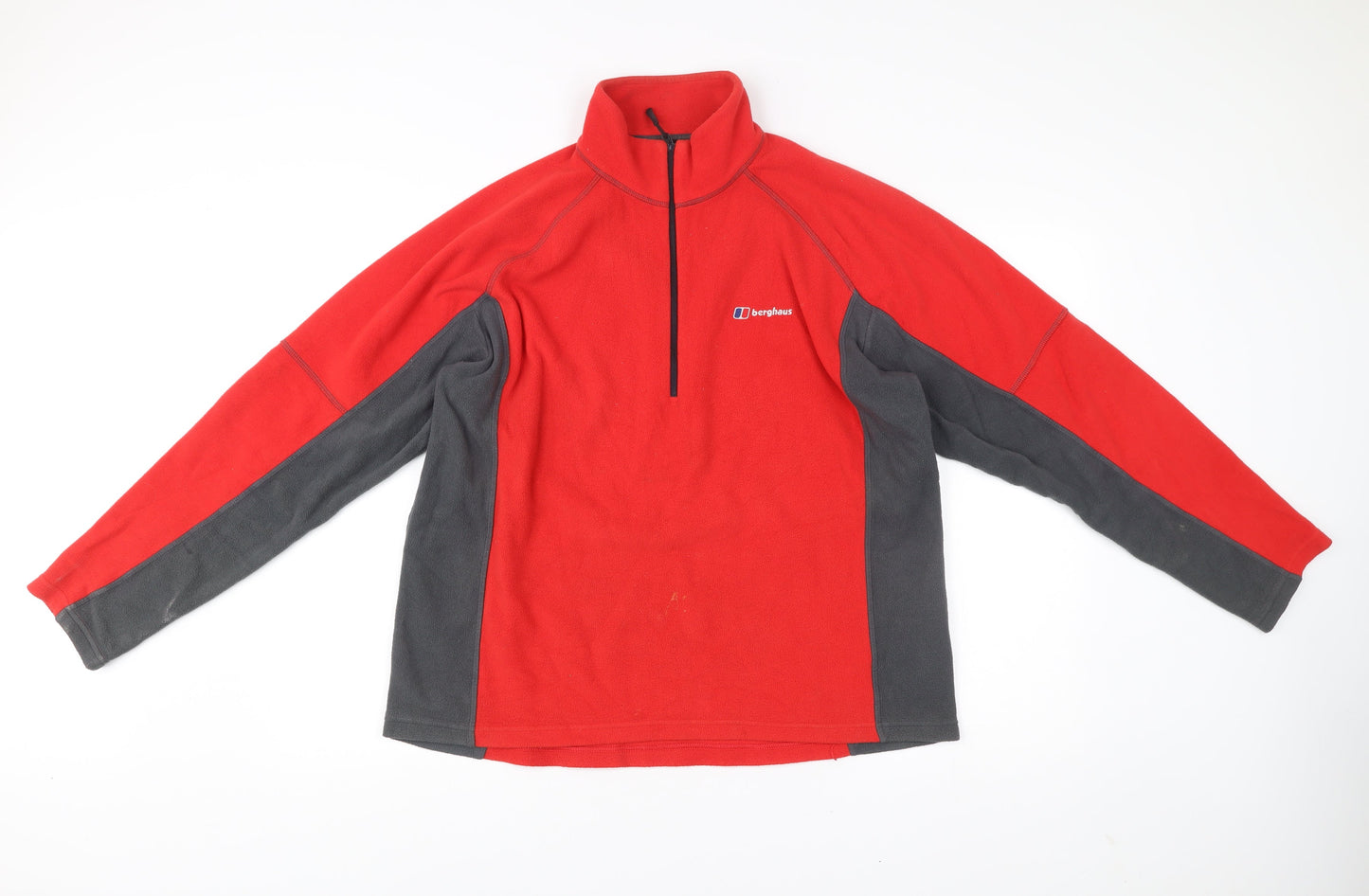 Berghaus Mens Red Grey Fleece Sweatshirt Pullover L Outdoor Hiking