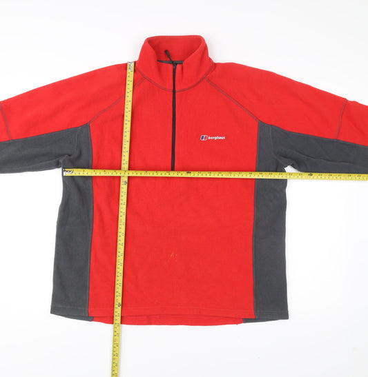 Berghaus Mens Red Grey Fleece Sweatshirt Pullover L Outdoor Hiking