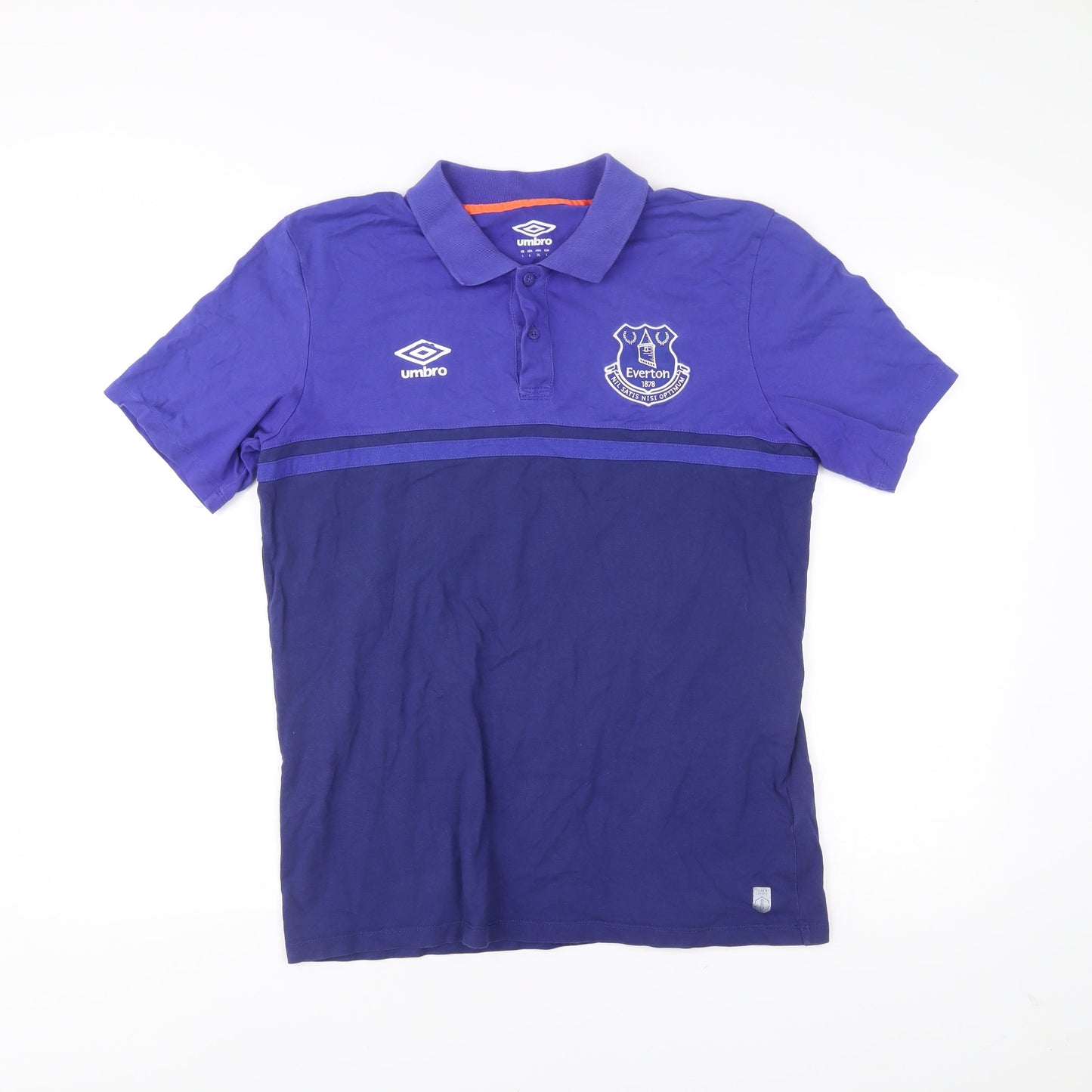 Umbro Everton Mens Blue Polo Shirt L Short Sleeve Cotton Football