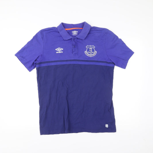Umbro Everton Mens Blue Polo Shirt L Short Sleeve Cotton Football