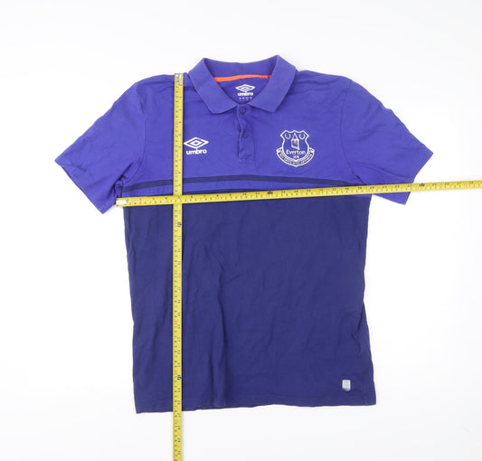 Umbro Everton Mens Blue Polo Shirt L Short Sleeve Cotton Football