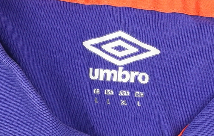 Umbro Everton Mens Blue Polo Shirt L Short Sleeve Cotton Football