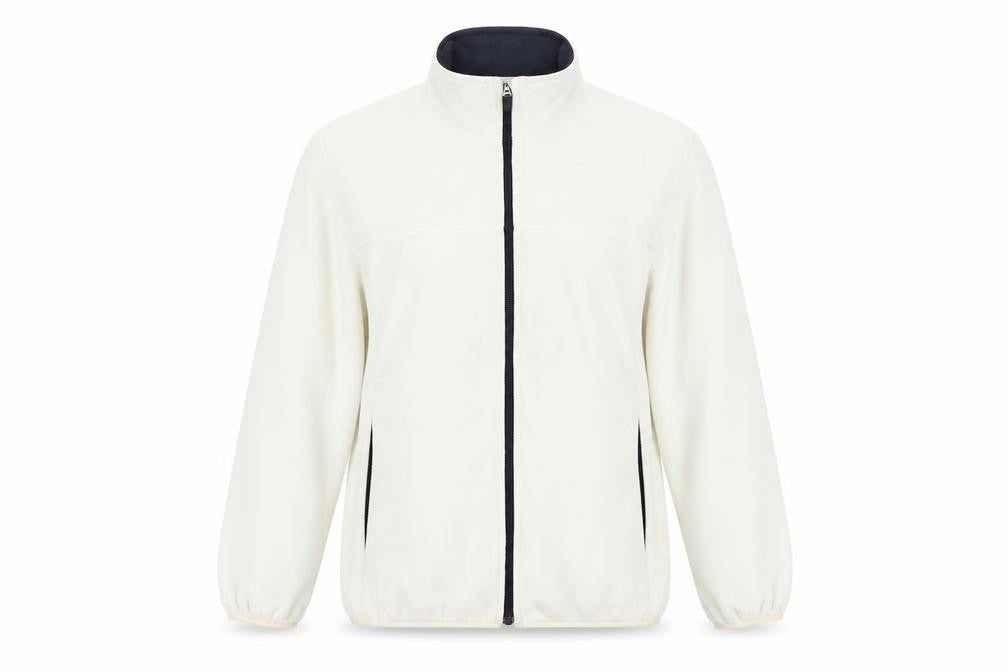 Lands' End Women Ivory Fleece Full Zip Jacket Size 16 Regular