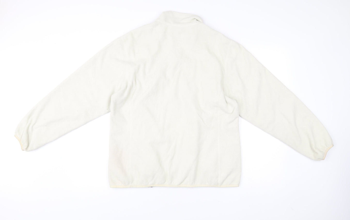 Lands' End Women Ivory Fleece Full Zip Jacket Size 16 Regular