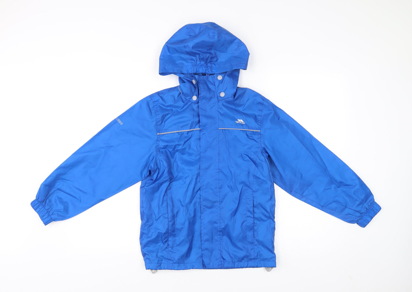 Trespass Boys Blue Waterproof Rain Coat Jacket 9-10 Years Hooded