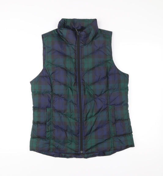 Lands' End Women's Multicoloured Plaid Puffer Waistcoat M 10-12