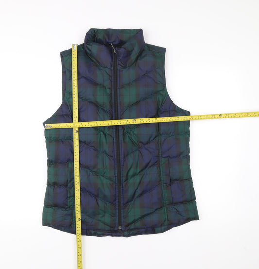 Lands' End Women's Multicoloured Plaid Puffer Waistcoat M 10-12