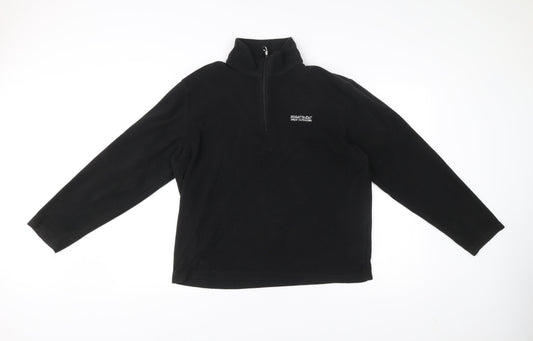 Regatta Mens Black Fleece Sweatshirt L 1/4 Zip Pullover Outdoor