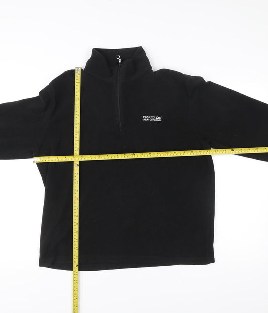Regatta Mens Black Fleece Sweatshirt L 1/4 Zip Pullover Outdoor