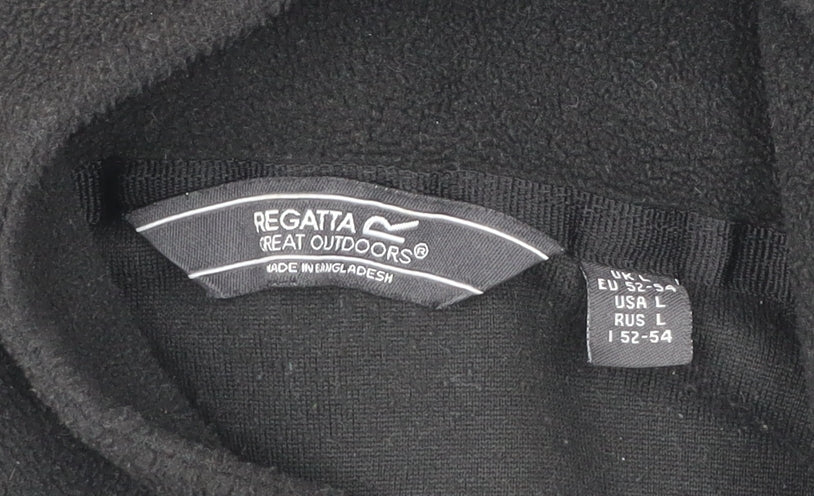Regatta Mens Black Fleece Sweatshirt L 1/4 Zip Pullover Outdoor