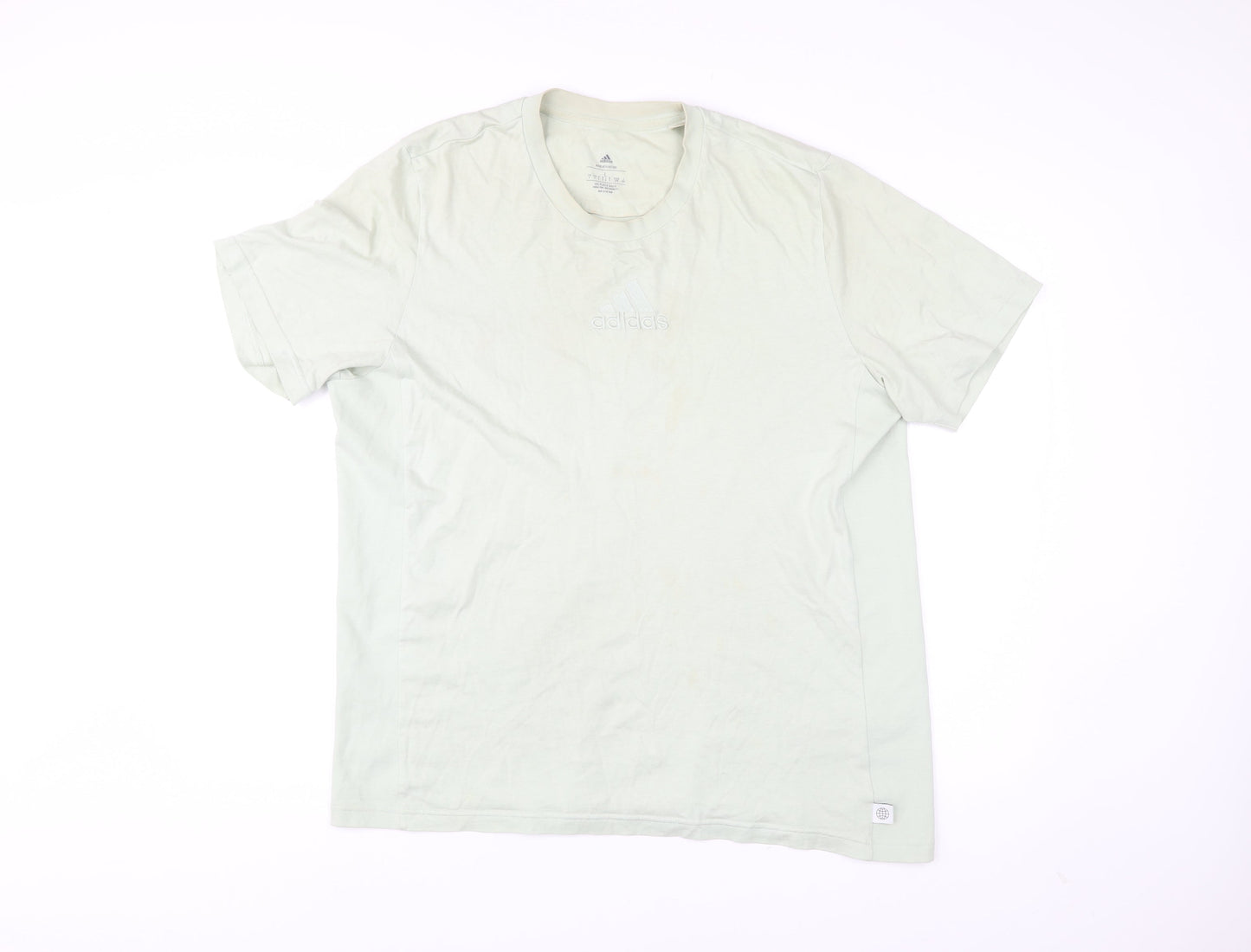 Adidas Men’s Beige L T-Shirt Organic Cotton Crew Neck Short Sleeve