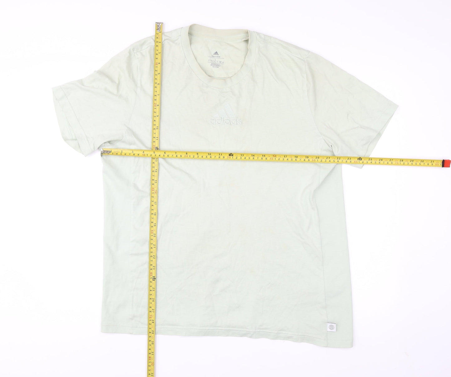 Adidas Men’s Beige L T-Shirt Organic Cotton Crew Neck Short Sleeve