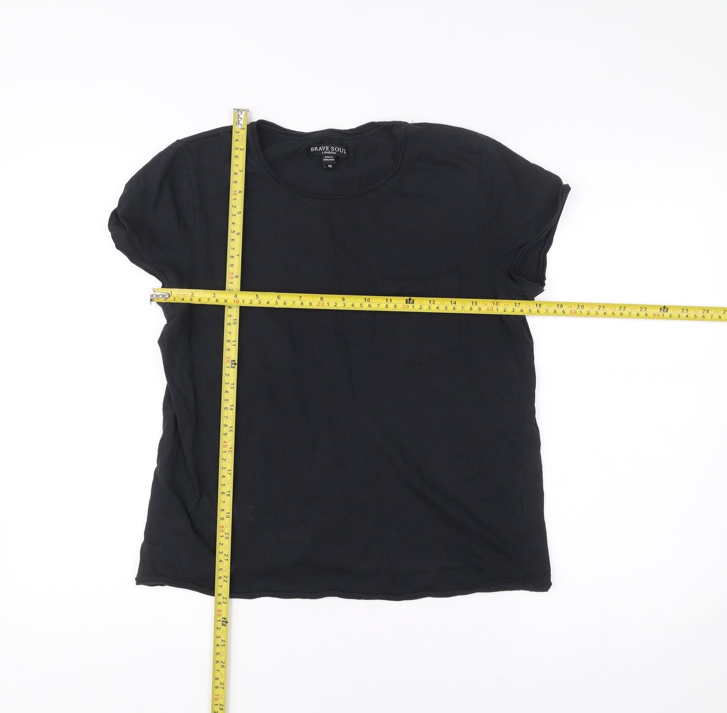 Brave Soul Womens Black Cotton Basic Short Sleeve T-Shirt M
