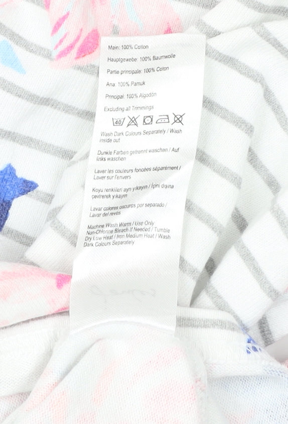 Joules Womens Multicoloured Floral Stripe Cotton 3/4 Sleeve T-Shirt UK 12