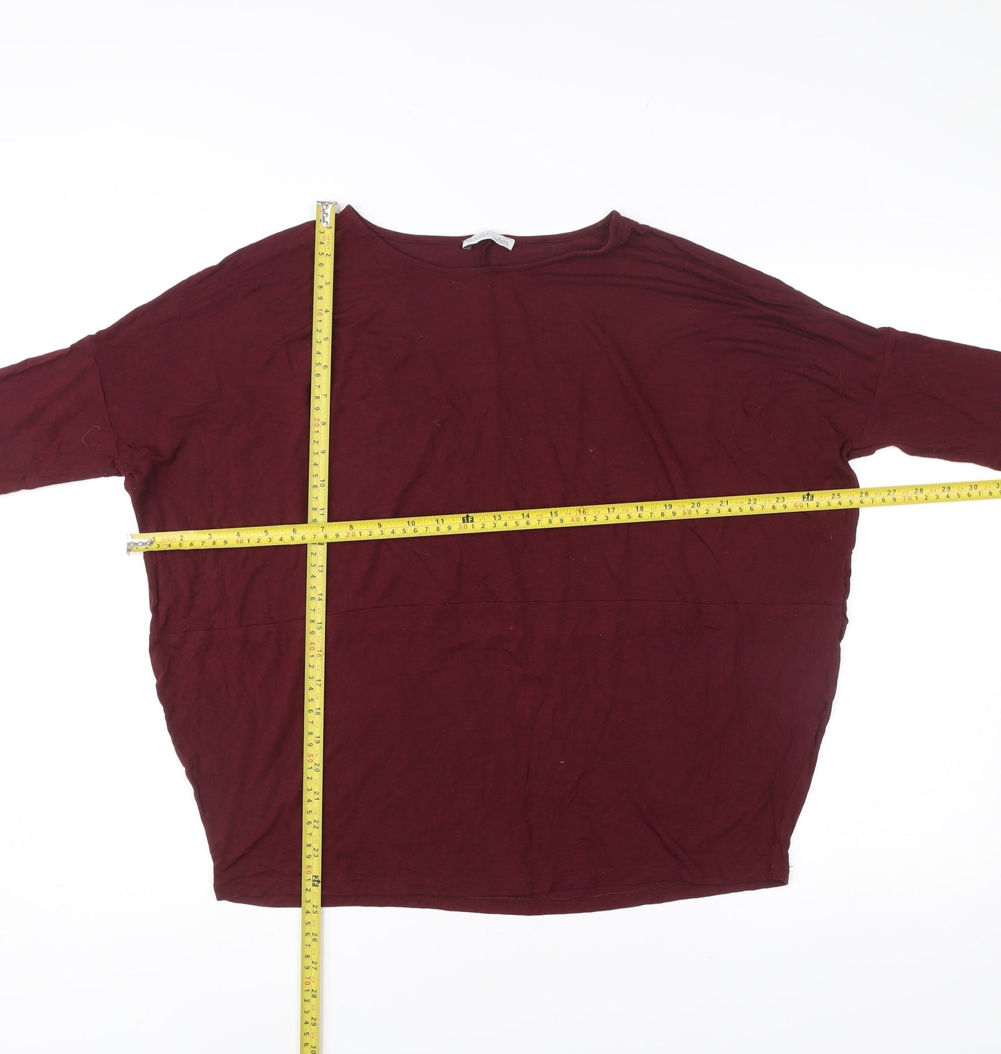 Zara Women Red Tunic Style 3/4 Sleeve Relaxed Fit Top Size 4