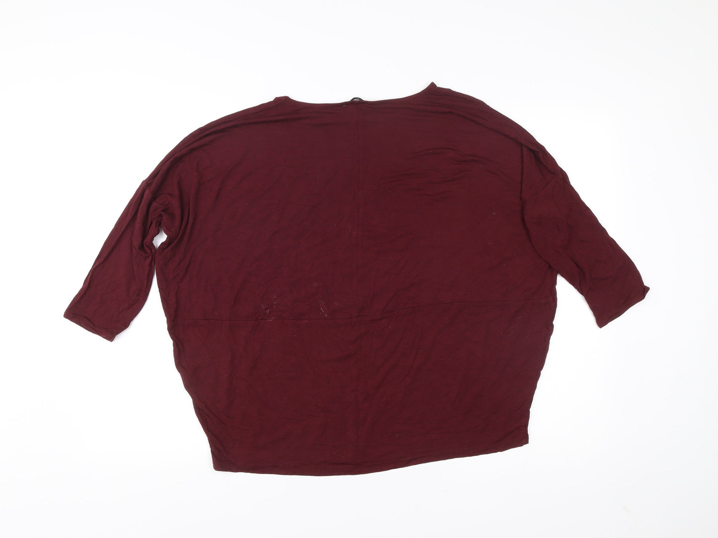 Zara Women Red Tunic Style 3/4 Sleeve Relaxed Fit Top Size 4