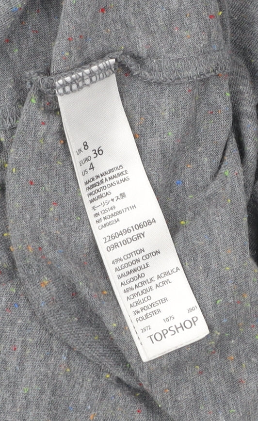 Topshop Womens Grey Size 8 Sleeveless Crew Neck Jersey T-Shirt