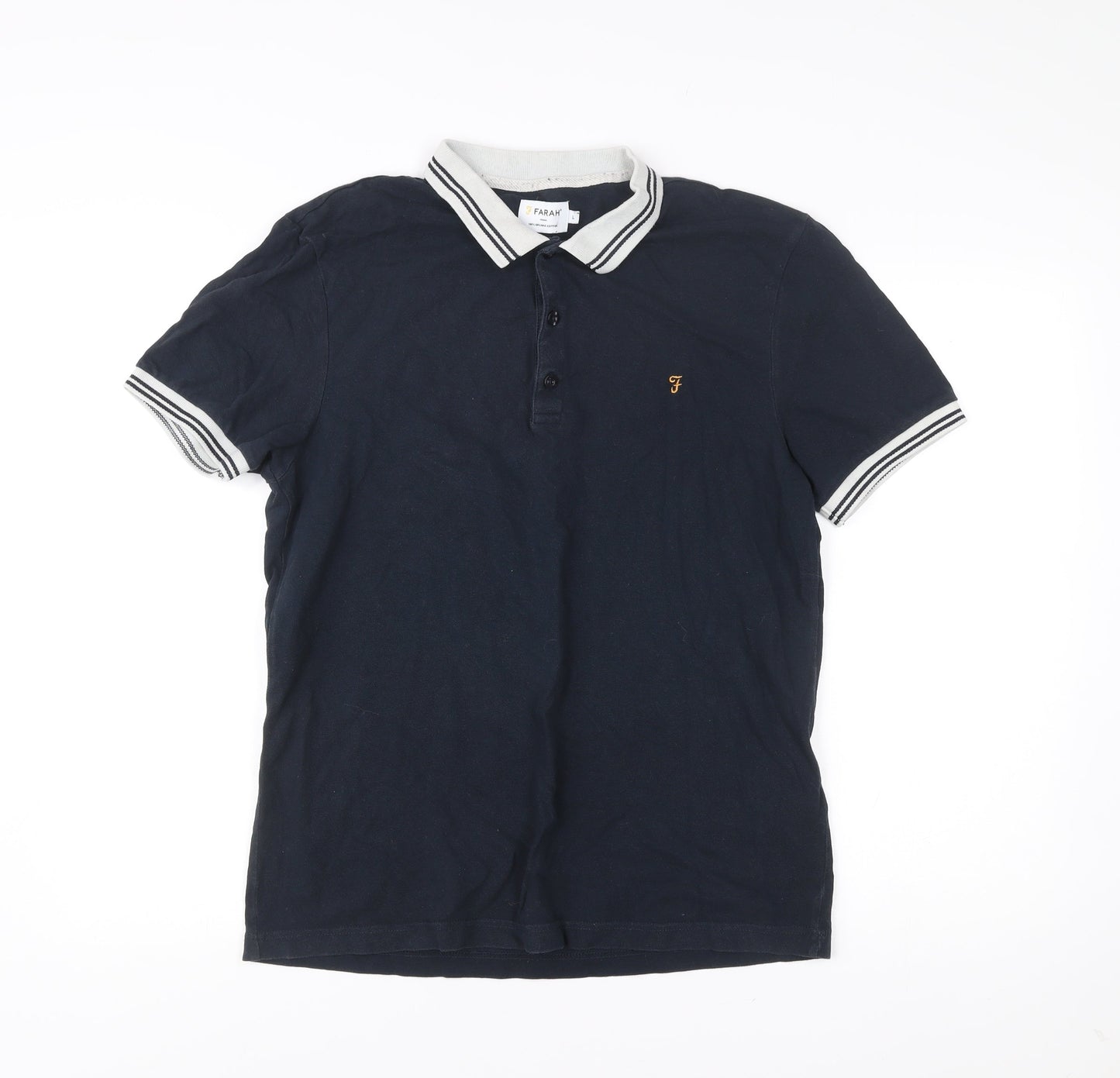 Farah Men’s Blue Polo Shirt L Cotton Short Sleeve Collared