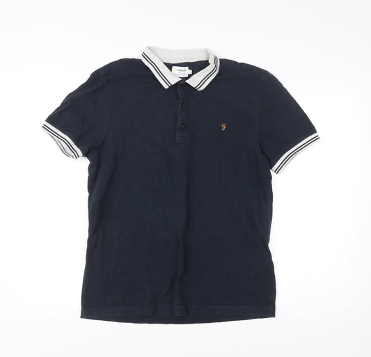 Farah Men’s Blue Polo Shirt L Cotton Short Sleeve Collared