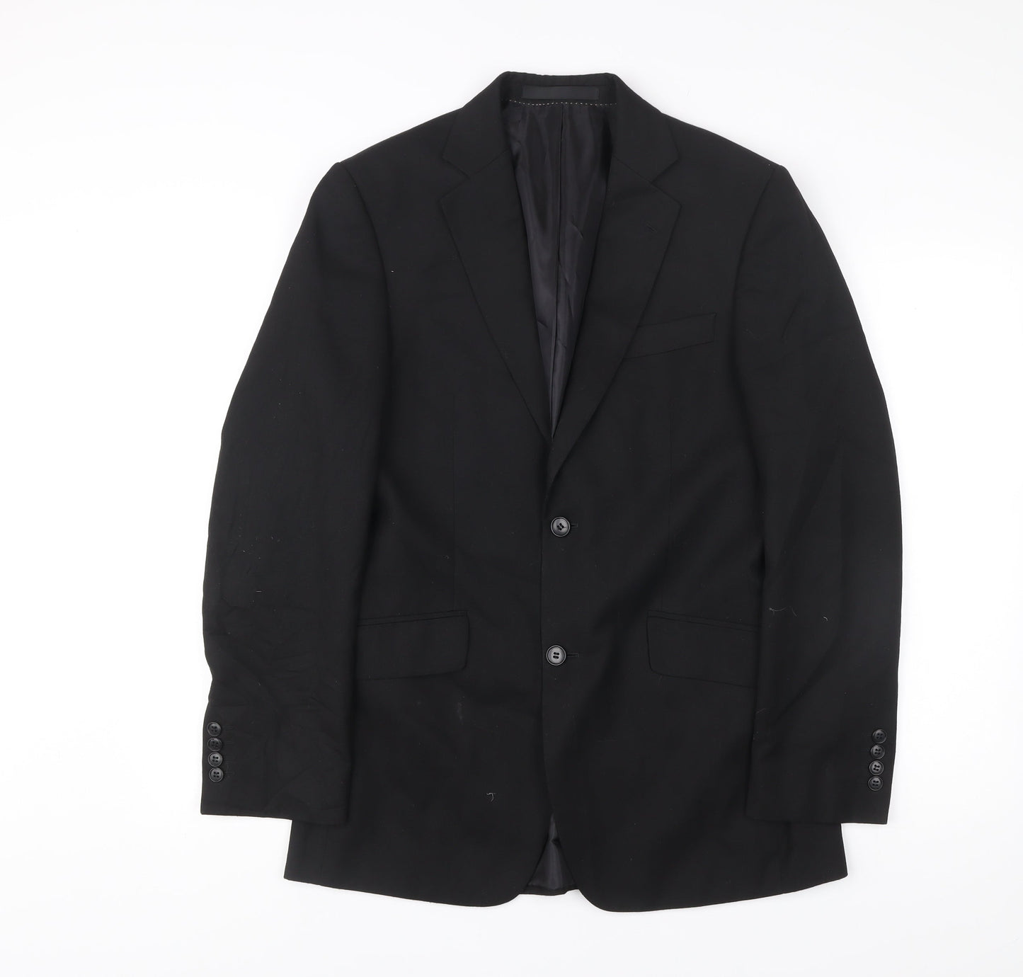 Dehavilland Men's Black Blazer Jacket 36R Long Regular Fit Two Button