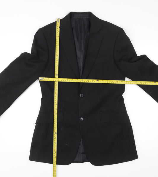 Dehavilland Men's Black Blazer Jacket 36R Long Regular Fit Two Button