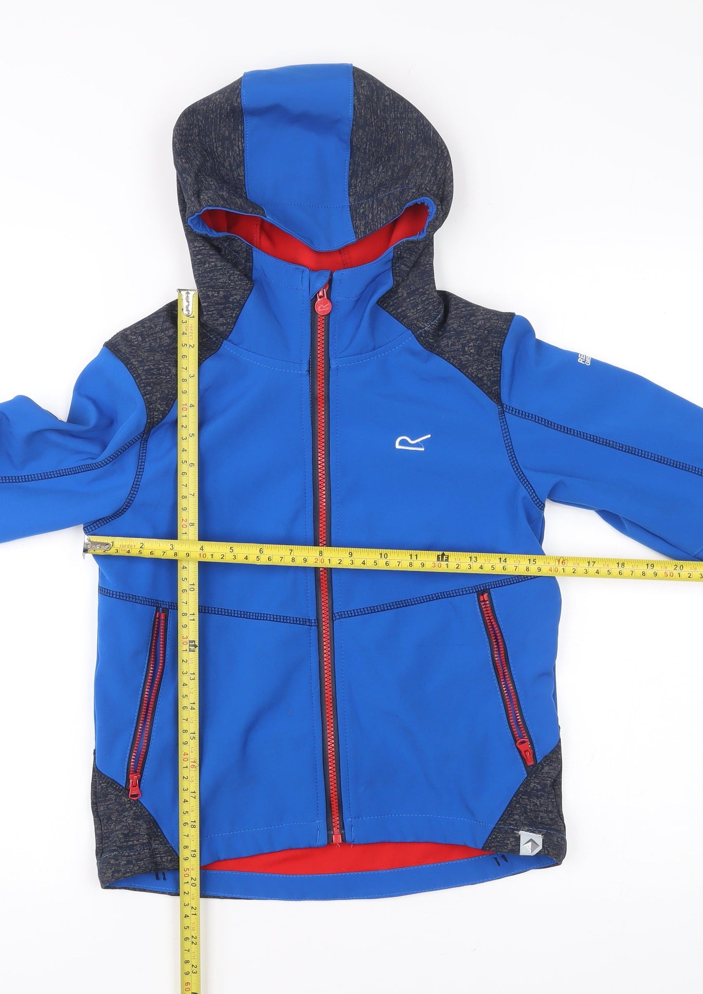 Regatta Boys Blue Hooded Softshell Jacket 9-10 Years Full Zip Outdoor Coat