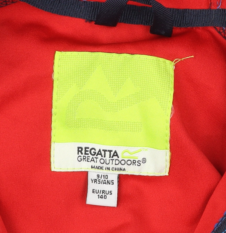 Regatta Boys Blue Hooded Softshell Jacket 9-10 Years Full Zip Outdoor Coat