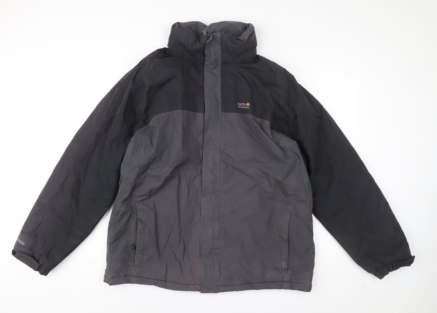 Regatta Men’s Black Grey XL Rain Coat Waterproof Outdoor Jacket