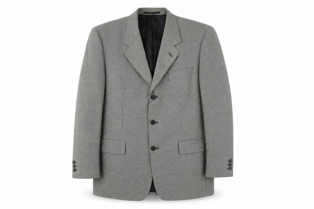 Front view of Principles Men's Black & White Check Wool Blend Blazer Jacket 40R