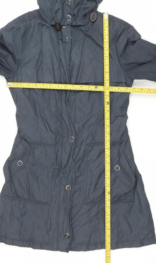 Marks and Spencer Women’s Blue Parka Coat Small Hooded Belted