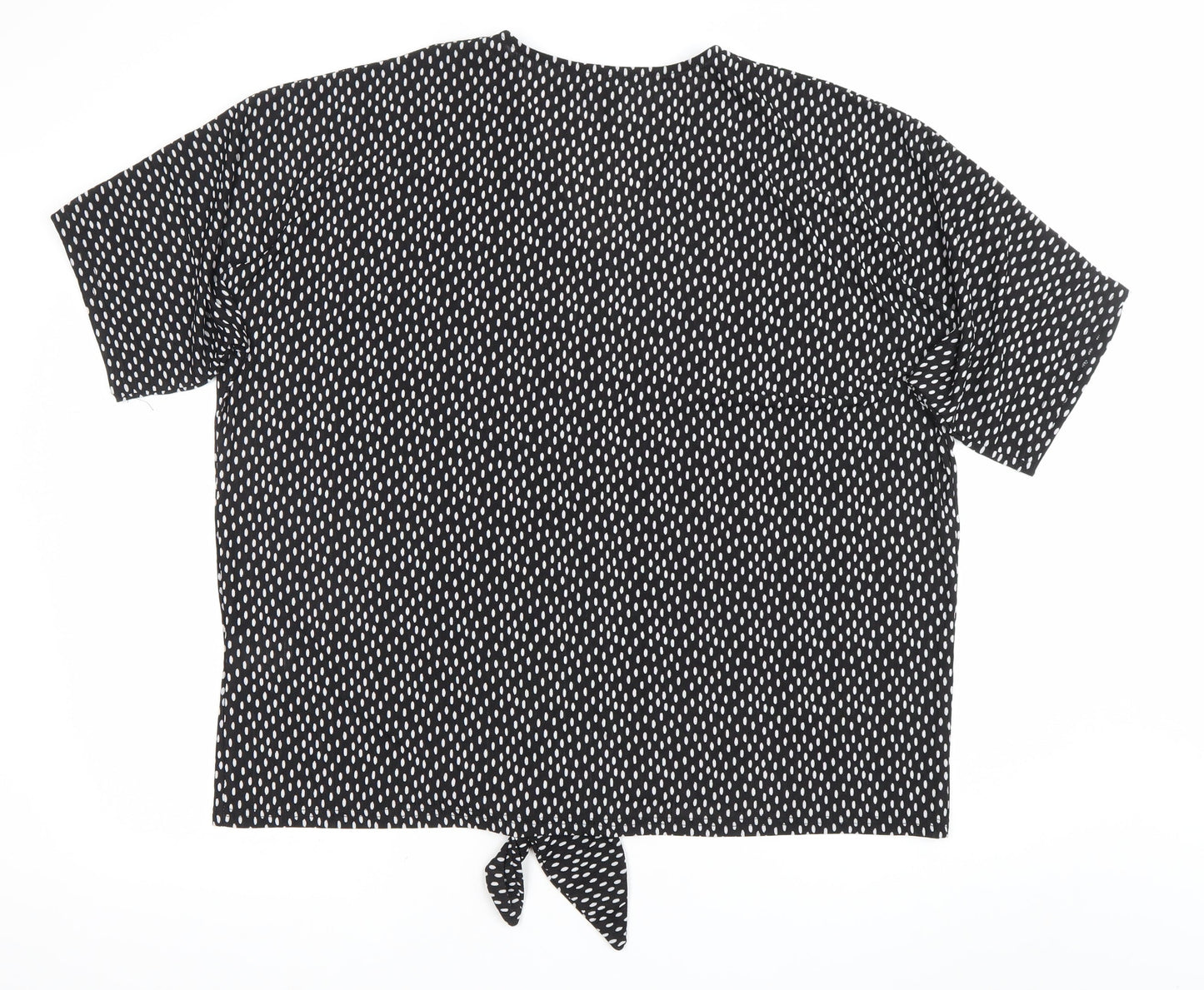 QED London Womens Black Polka Dot V-Neck Blouse M/L