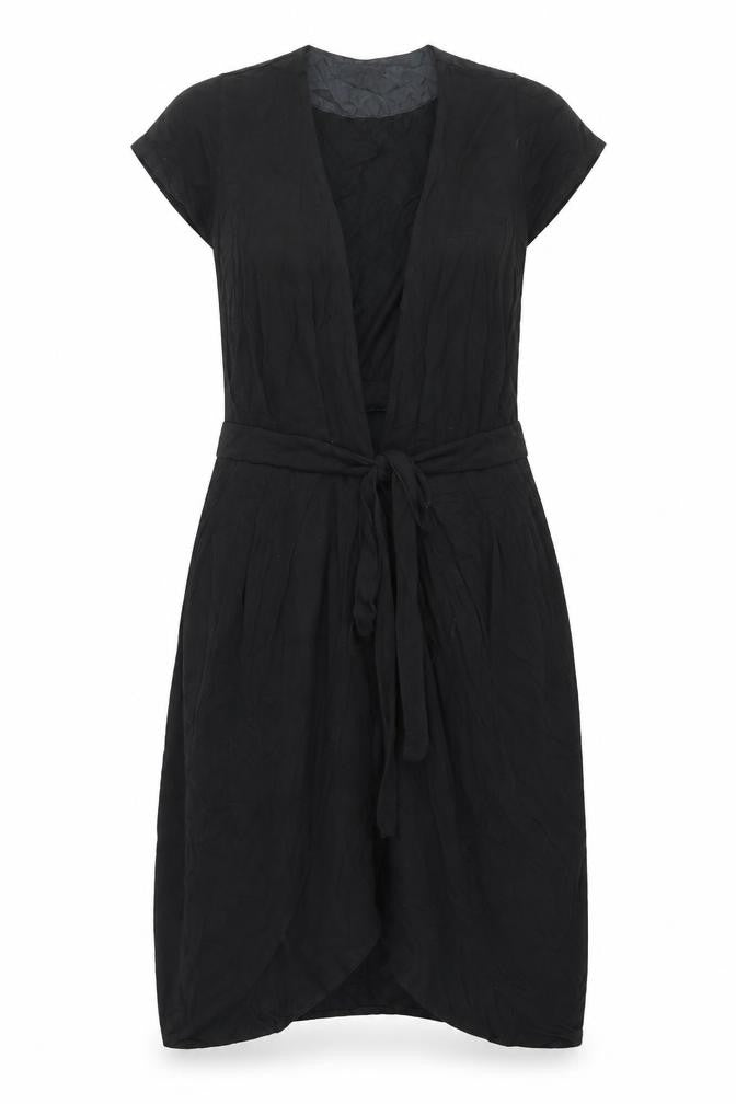 Banana Republic Womens Black Wrap Dress S Short Sleeve V-Neck