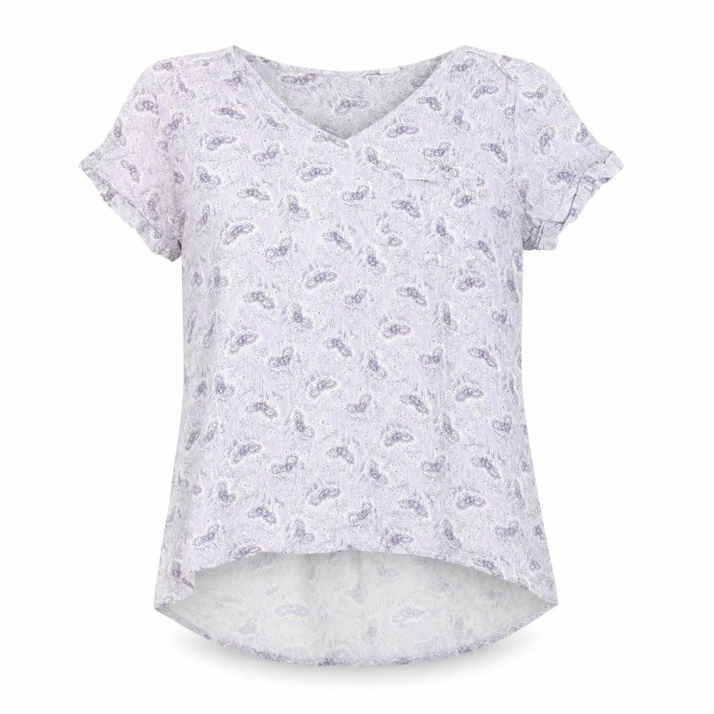 FatFace Womens Purple Floral Blouse UK 10 V-Neck Tunic Top