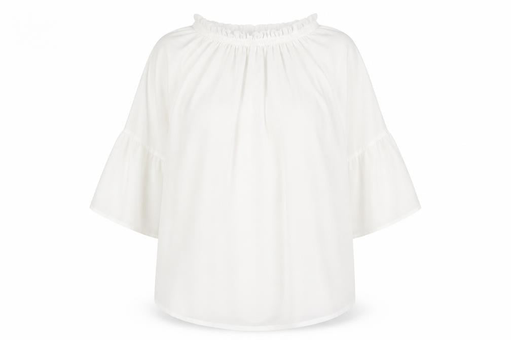 Liang E Liang Ying Womens White Chiffon Off Shoulder Tunic Blouse Size M