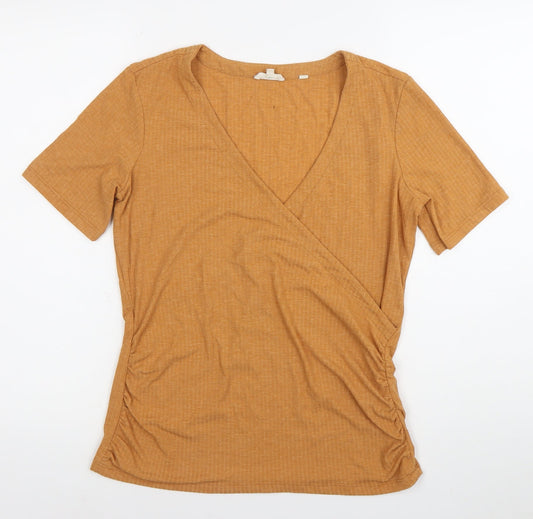 Fat Face Women’s Brown Wrap V-Neck Jersey T-Shirt Size 12