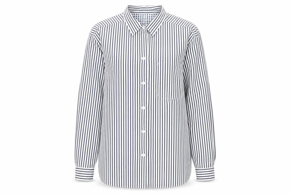 St Michael Womens Blue Striped Button-Up Shirt Size 14 Polyester