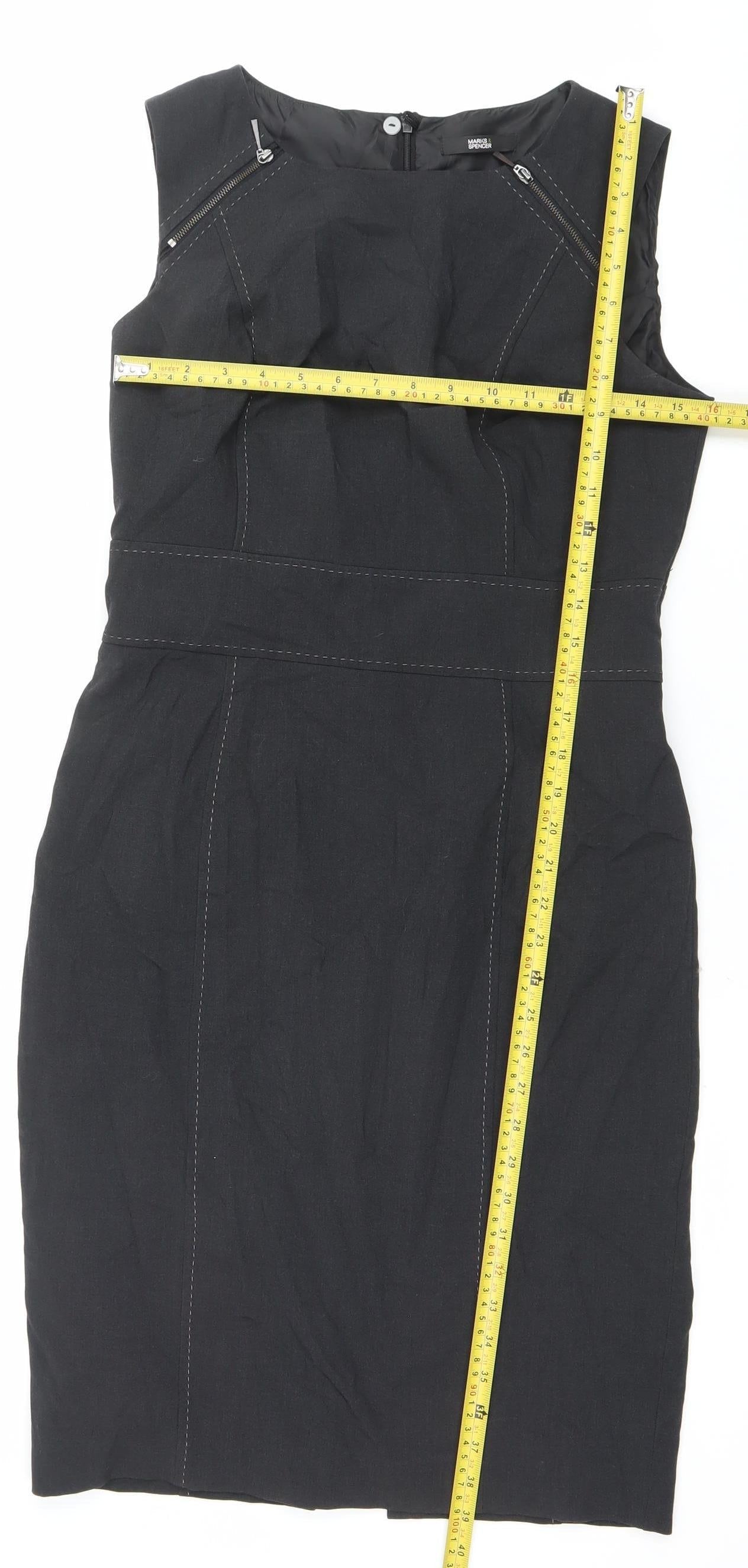 Marks and Spencer Women Black Sheath Work Dress Size 12