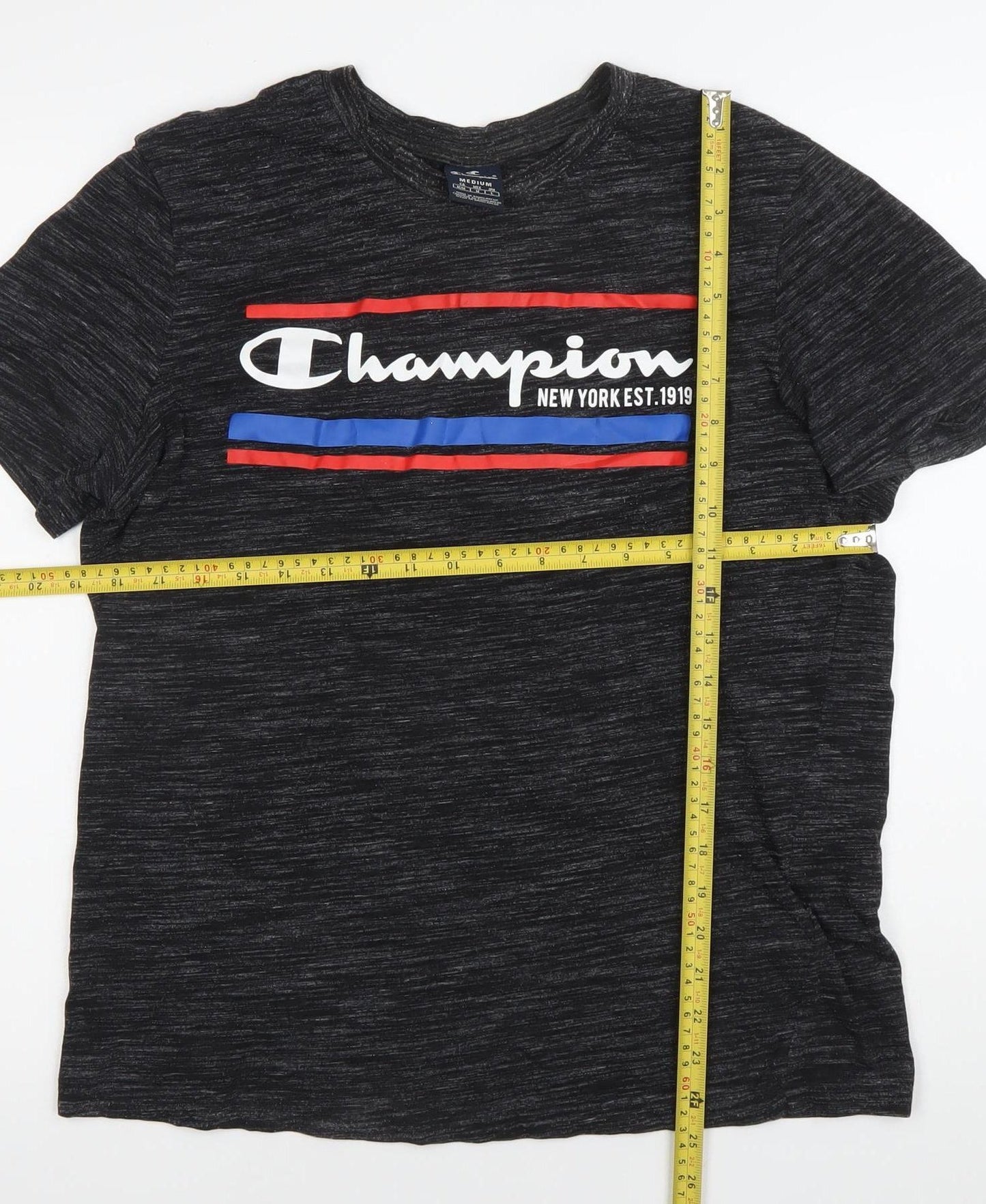 Champion Men's Black Medium Graphic Crew Neck Short Sleeve T-Shirt