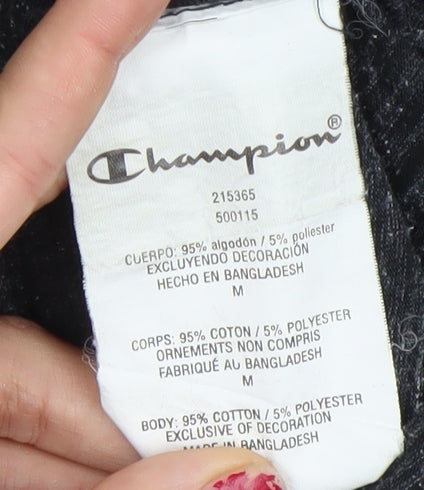 Champion Men's Black Medium Graphic Crew Neck Short Sleeve T-Shirt