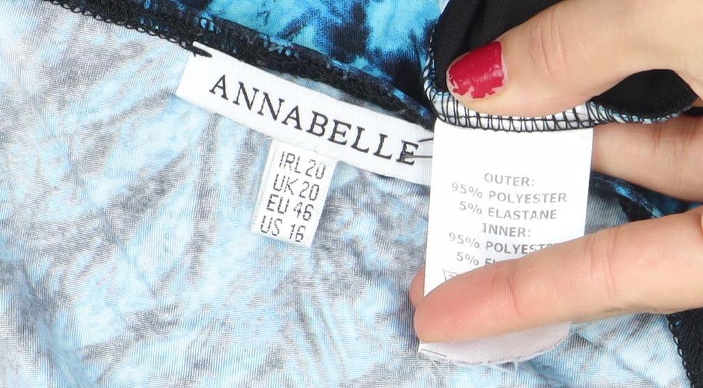 Annabelle Womens Blue Abstract V-Neck Tunic Blouse Size 20