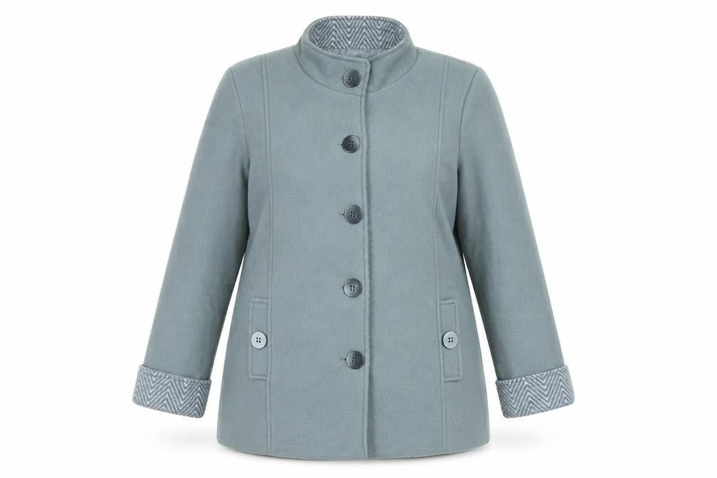 Anne De Lançay Womens Grey Mid-Length Overcoat M Classic Buttoned